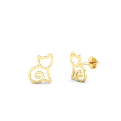 Brinco Pet Gato Vazado Ouro 18k
