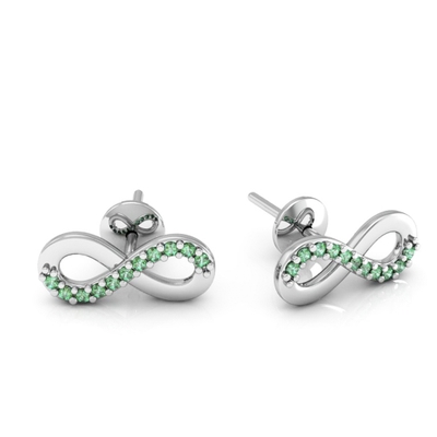 Brinco Prata Infinito com Pedras Verdes
