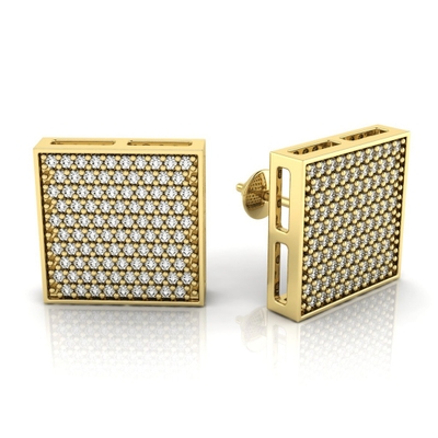 Brinco Quadrado Ouro 18K Coleção Pavê Médio