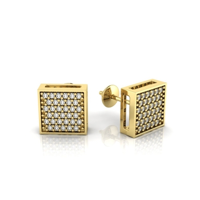 Brinco Quadrado Ouro 18K Coleção Pavê Mini