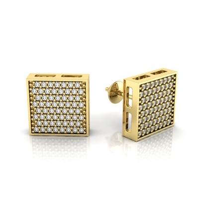 Brinco Quadrado Ouro 18K Coleção Pavê Pequeno