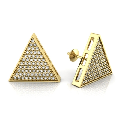 Brinco Triângulo Ouro 18K Coleção Pavê Médio