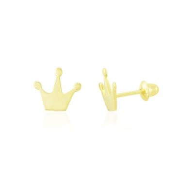 Brincos de Coroa Grande Ouro 18k