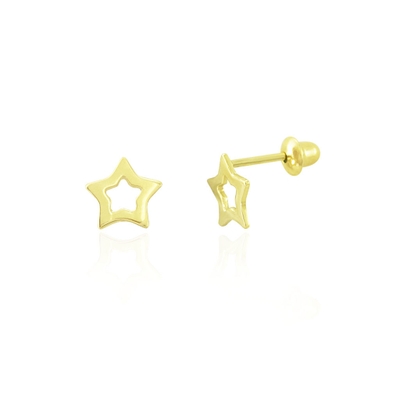 Brincos de Estrela Vazada Ouro 18k