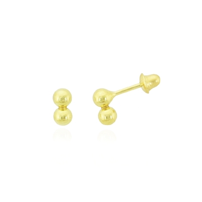 Brincos Ouro 18K Bolinha Dupla 3mm