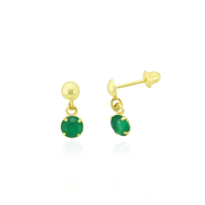 Brincos Ouro 18K Infantil Com Pedra
