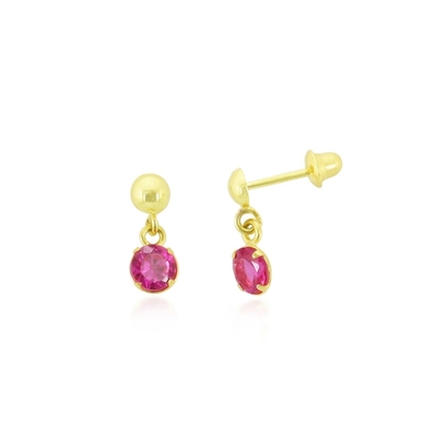 Brincos Ouro 18K Infantil Com Pedra