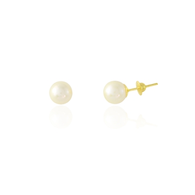 Brincos Ouro 18k Pérola 6mm