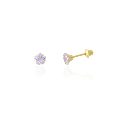 Brincos Ouro 18K Estrela Lilás 4 mm