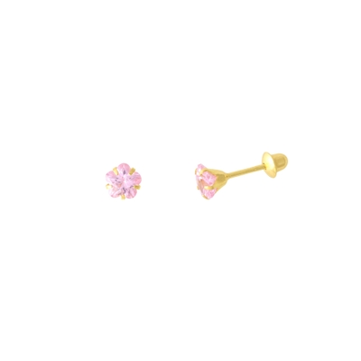 Brincos Ouro 18K Estrela Rosa 4 mm