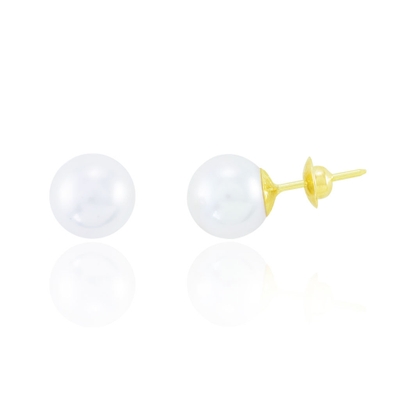 Brincos Pérola 8 mm Ouro 18K