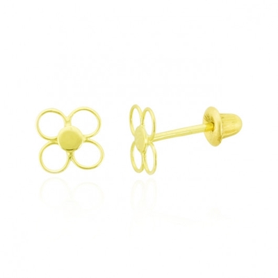 Brincos Ouro 18k Infantil Florzinha