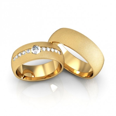 Alianças Casamento Ouro 18K Diamantadas 7mm 18g