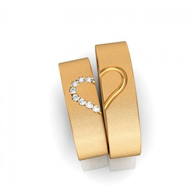 Alianças Casamento Ouro 18K Diamantadas Coração 5,5mm 12g