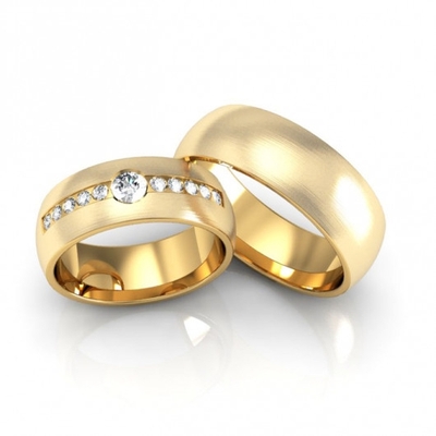 Alianças Casamento Ouro 18K Foscas 7mm 18g 11 Pedras