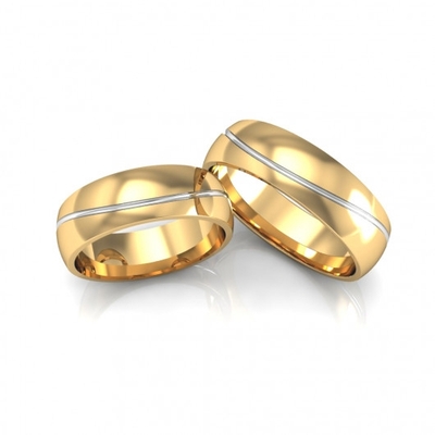 Alianças Casamento Ouro 18K Polidas 6mm 12g Frisos Ondulados