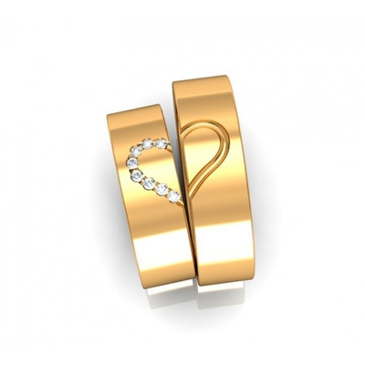 Alianças Casamento Ouro 18K Polidas Coração 5,5mm 12g