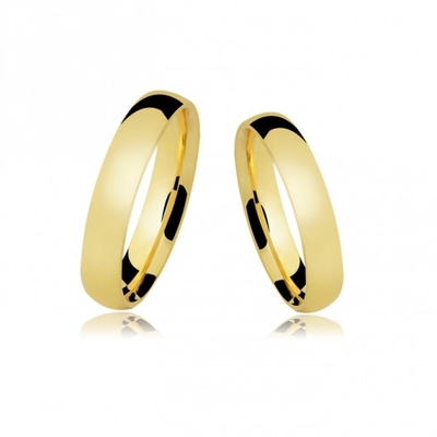 Alianças Casamento Ouro Abauladas Polidas 4 mm 8g