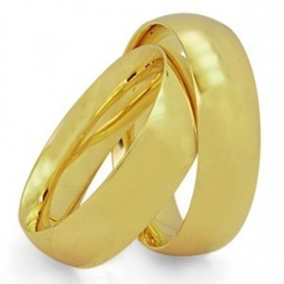 Alianças Casamento Ouro Abauladas Polidas 7mm 16g