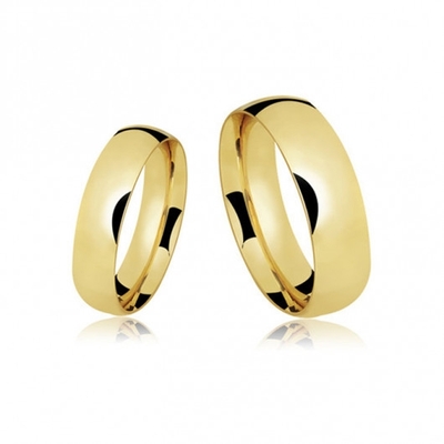 Alianças Casamento Ouro Amarelo Abauladas Polidas 5,5mm 10g