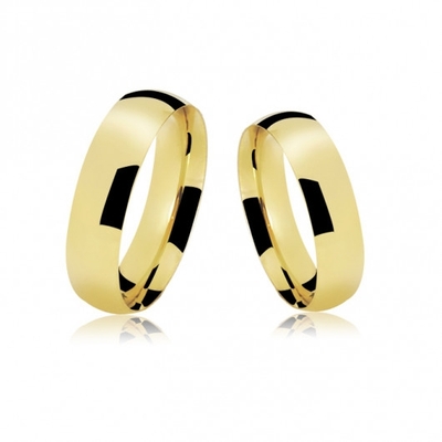 Alianças Casamento Ouro Amarelo Abauladas Polidas 5mm 8g