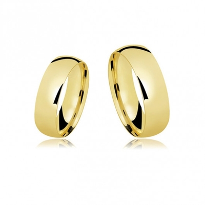 Alianças Casamento Ouro Amarelo Abauladas Polidas 6mm 14g