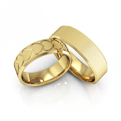 Alianças Casamento Ouro Amarelo Diamantadas 7mm 15g