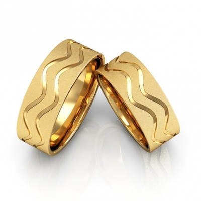 Alianças Casamento Ouro Amarelo Diamantada Copacabana 7,0mm 16g