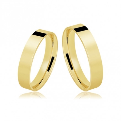 Alianças Casamento Ouro Amarelo Polidas 4,5mm 9g