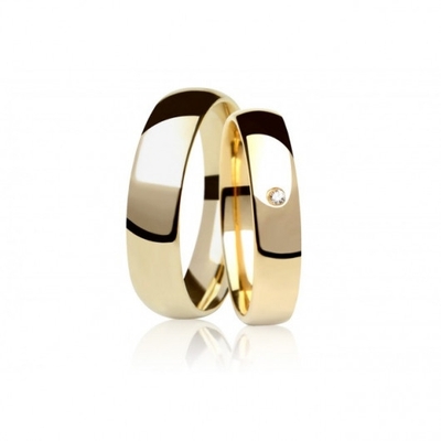 Alianças Casamento Ouro Amarelo Polidas 5mm 10g com Brilhante