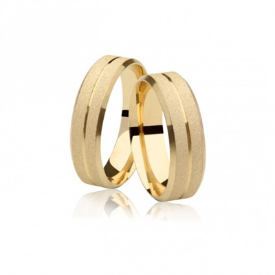 Alianças Casamento Ouro Amarelo Polidas E Diamantadas 6mm 12g com 