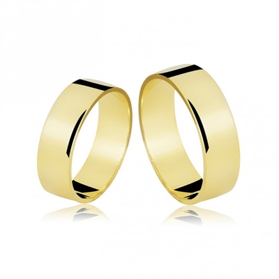 Alianças Casamento Ouro Amarelo Quadradas Polidas 5,5mm 8g