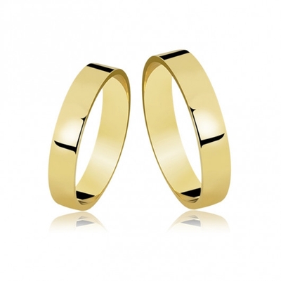 Alianças Casamento Ouro Amarelo Quadradas Polidas 5mm 8g