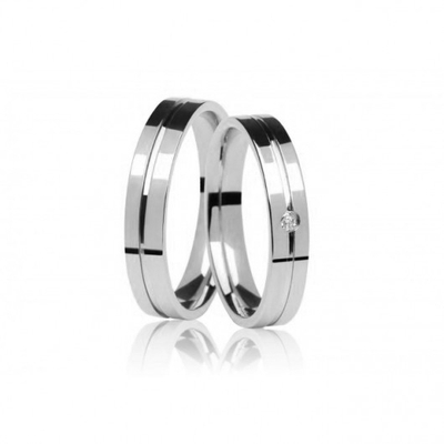 Alianças Casamento Ouro Branco Polidas 4,5mm 10g com  e Brilhante