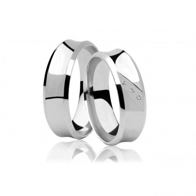 Alianças Casamento Ouro Branco Polidas 6mm 14g com Brilhantes