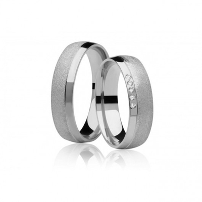 Alianças Casamento Ouro Branco Polidas E Diamantadas 6,0mm 13g com Brilhantes