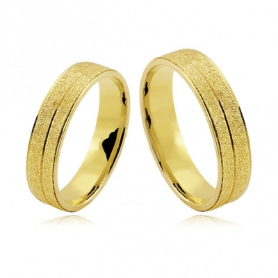 Alianças Casamento Ouro Diamantadas 5mm 12g com 