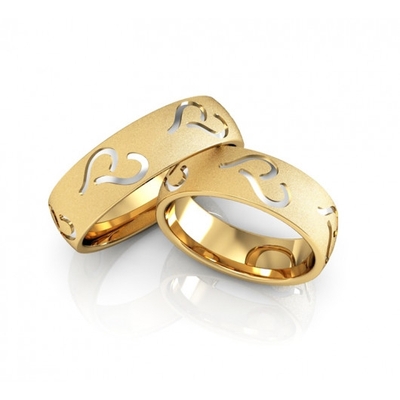 Alianças Casamento Ouro Diamantadas 6,5 mm 14g Coração Assimétrico