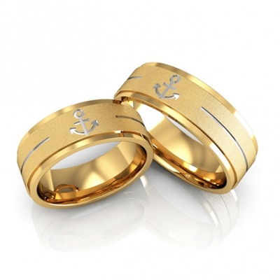 Alianças Casamento Ouro Diamantadas Âncora 7mm 14g