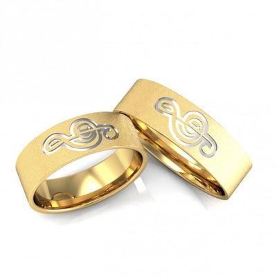 Alianças Casamento Ouro Diamantadas Clave De Sol Aplique Em Ródio 7mm 14g