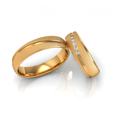 Alianças Casamento Ouro Diamantadas Friso Diagonal 5mm 9g