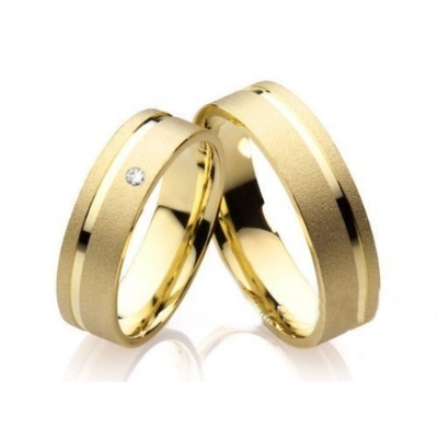 Alianças Casamento Ouro Foscas 6mm 12g com  e Pedra