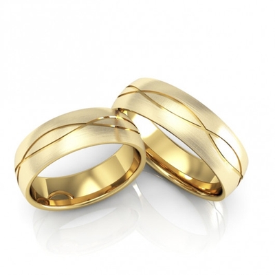 Alianças Casamento Ouro Foscas 6mm 12g Ondulação Cruzada