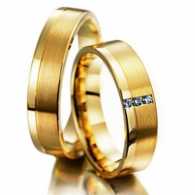 Alianças Casamento Ouro Foscas E Polidas 5mm 10g com Pedras