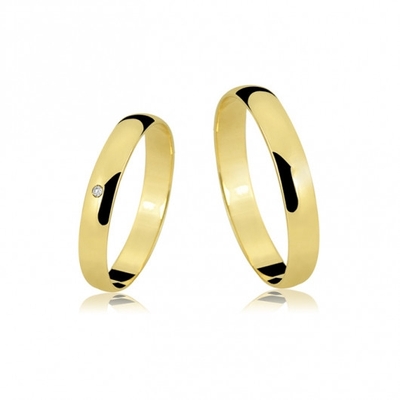 Alianças Casamento Ouro Polidas 4mm 6g com Brilhante