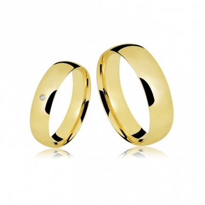 Alianças Casamento Ouro Polidas 5,5mm 9g com Brilhante
