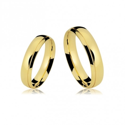Alianças Casamento Ouro Polidas 5mm 8g com Friso
