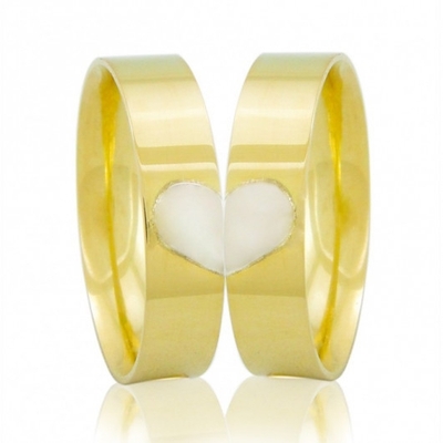 Alianças Casamento Ouro Polidas 5mm 9g Metade Coração