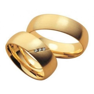 Alianças Casamento Ouro Polidas 6mm 14g com 3 Brilhantes