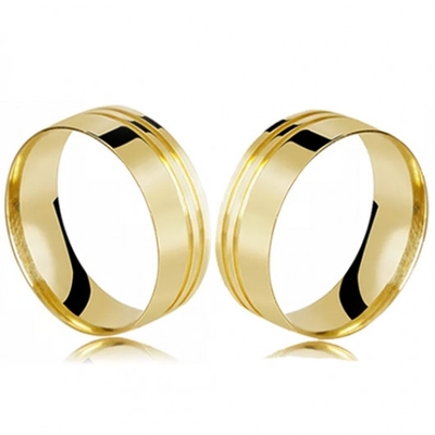 Alianças Casamento Ouro Polidas 7mm 10g com 